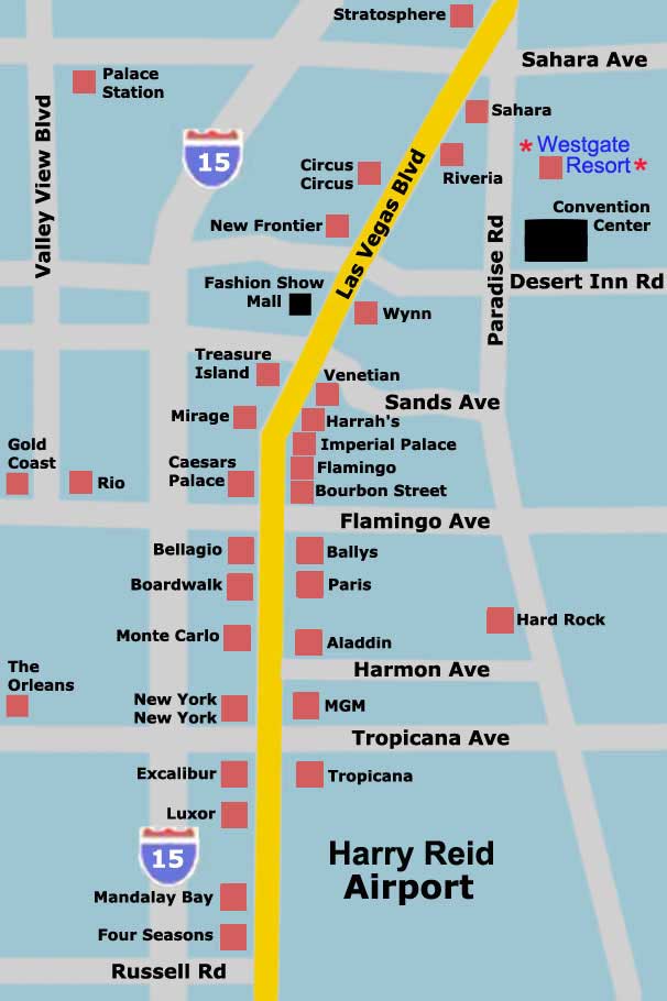 Las Vegas Hotel Map with Westgate Resort